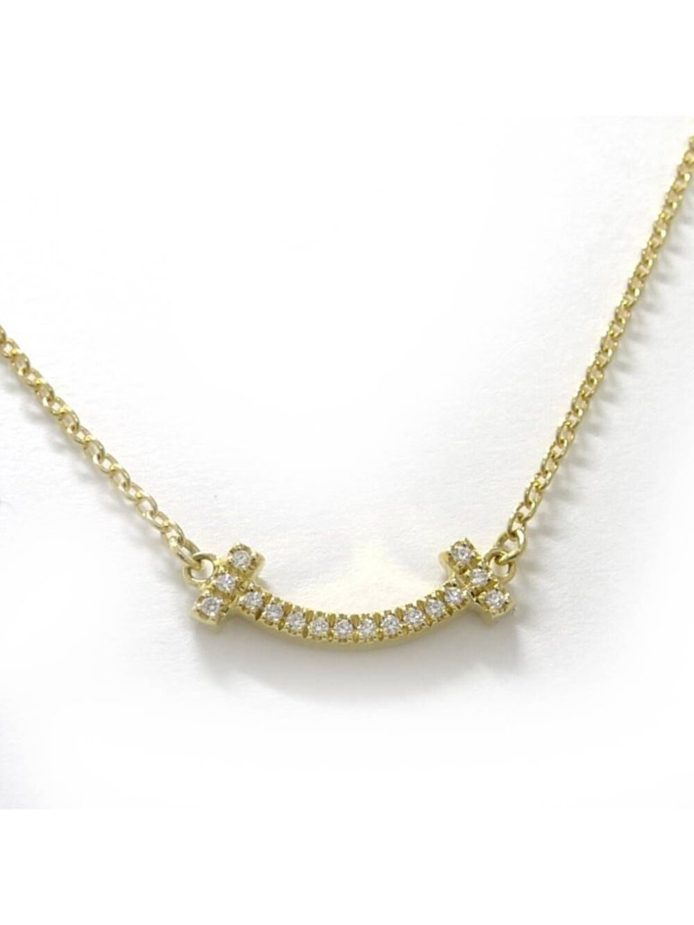 Tiffany & Co Tiffany T Smile Mini Diamond Necklace Yellow Gold